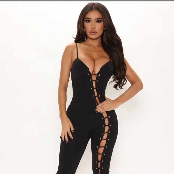 Fashion Nova Pants - Fashion Nova Locked and Laced Jumpsuit